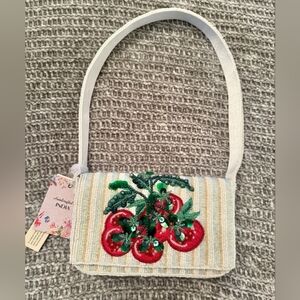 NWT Red Tomato Leaf Beaded Purse